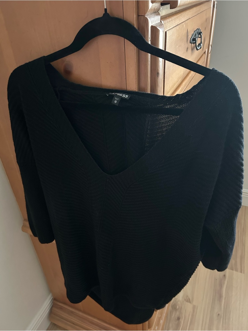 Express Black V-Neck Knit Sweater